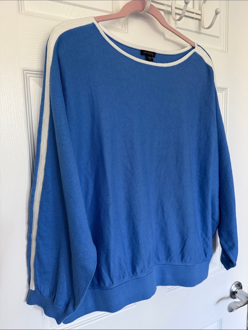J. Jill Wearever Contrast Seam Dolman Sleeve Fine Gauge Pullover XL Petite, NWT